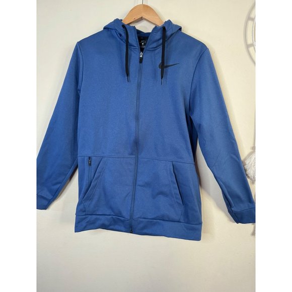 Nike Work Out Therma Full-zip Training Hoodie Navy with Pockets Men's Size S - Picture 3 of 14